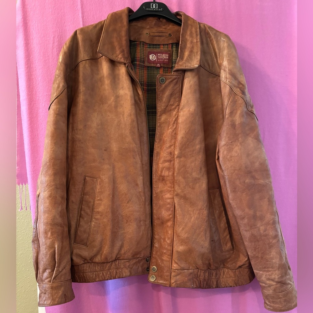 Vintage Wilson’s Leather Men's Tan Leather Jacket Size XL